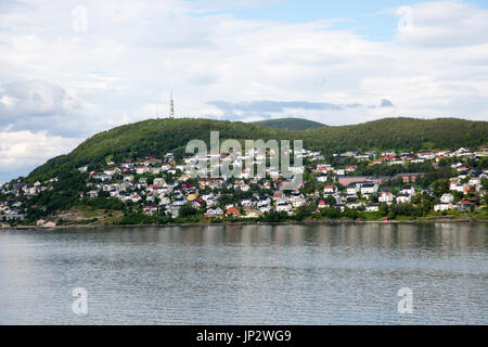 Hafen und Stadt Harstad, Insel Hinnoya, Troms Grafschaft, Norwegen Stockfoto