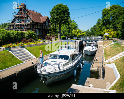 Bray Lock, Themse, Thames Path, Buckinghamshire, England, UK, GB. Stockfoto