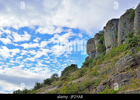 Stein-Säulen im Tal der Geister. Crimea Stockfoto