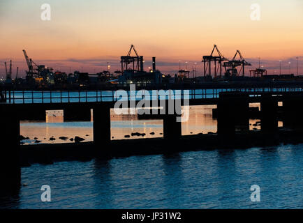 Blick auf den Hafen von Dublin aus dem Süden Stier wand Hafen, Irland Stockfoto