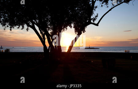 Europa, Kroatien, Porec in Porec Kroation - Sonnenuntergang Sonnenuntergang in Kroatien Porec Stockfoto