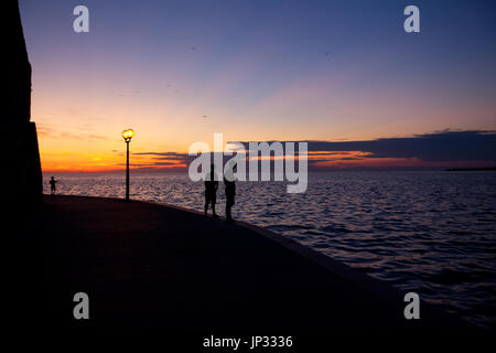 Europa, Kroatien, Porec in Porec Kroation - Sonnenuntergang Sonnenuntergang in Kroatien Porec Stockfoto