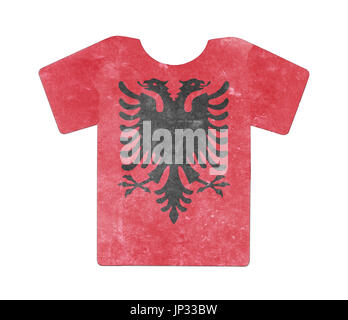Einfachen T-shirt, dreckig und Vintage Look, isoliert auf weiss - Albanien Stockfoto
