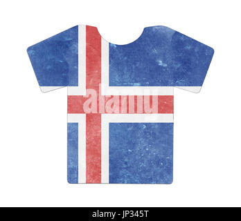 Einfachen T-shirt, dreckig und Vintage Look, isoliert auf weiss - Island Stockfoto