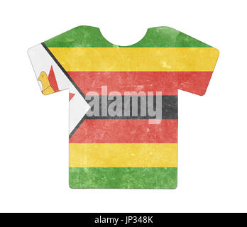 Einfachen T-shirt, dreckig und Vintage Look, isoliert auf weiss - Simbabwe Stockfoto