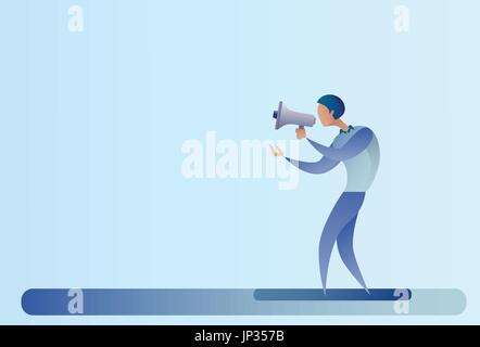 Abstrakt Business Mann halten Megaphon Lautsprecher digitales Marketingkonzept Stock Vektor