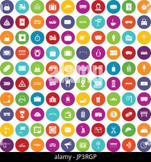 100 Bahn Icons set Farbe Stock Vektor