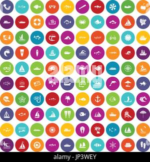 100 Meer Icons set Farbe Stock Vektor