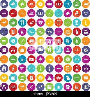 100 Schmuggel Icons set Farbe Stock Vektor