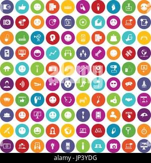 100 social Media-Symbole festlegen Farbe Stock Vektor