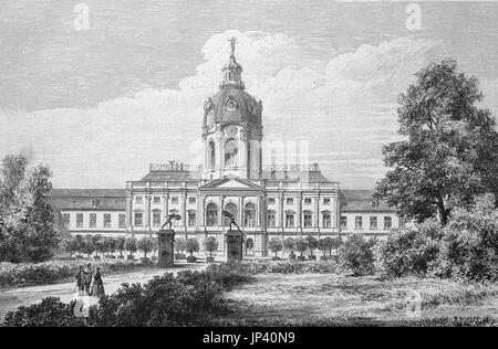 Der königliche Palast in Charlottenburg, Berlin, Deutschland, verbesserte digitale Reproduktion einer Holzschnitt-Publikation aus dem Jahr 1888 Stockfoto