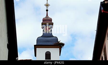 Kirche und Glockenturm in Beinheim Gemeinde, Elsass, Frankreich Stockfoto