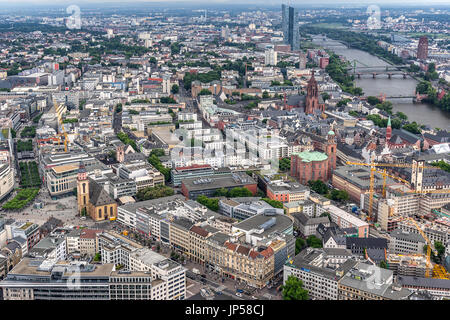 Blick über die Dächer von Frankfurt Am Main Stockfoto