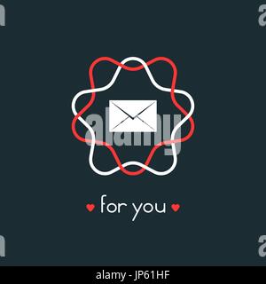 Brief für dich mit roten und weißen Schild Stock Vektor