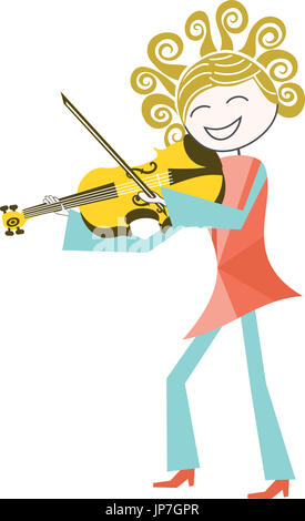Eine Frau spielt die Violine stehen für ein Konzert oder Vergnügen Stockfoto