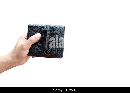 Hand halten Brieftasche auf isolierten Stockfoto