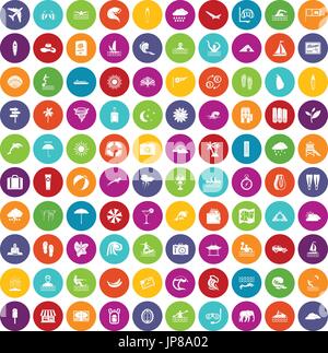 100 Surfen Icons set Farbe Stock Vektor