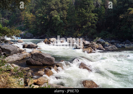 Fluss fließt aus dem Yosemite Valley Stockfoto