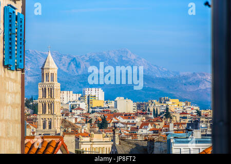 Luftbild auf architektonischen Details in der Stadt Split, Kroatien. Stockfoto