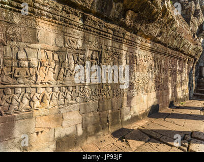 Bas-lindert, Bayon, Angkor Thom, Siem Reap, Kambodscha, Stockfoto