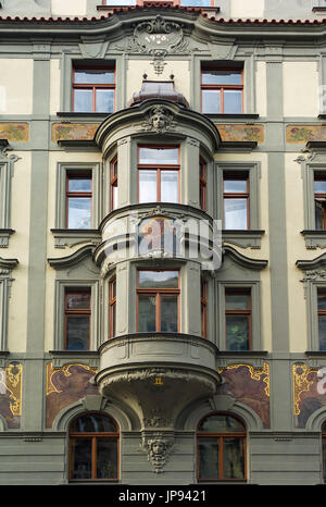 Art Nouveau Gebäude Fassade, Prag Stockfoto