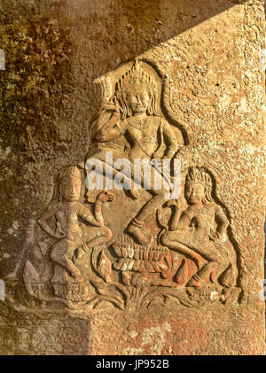 Apsaras, Bas entlastet, Bayon, Angkor Thom, Siem Reap, Kambodscha, Stockfoto