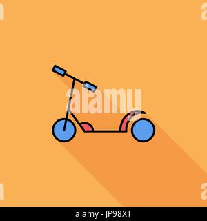 Scooter-Kind-Symbol. Flache Vektor zugehörige Symbol mit langen Schatten für Web und mobile Anwendungen. Es ist einsetzbar als - Logo, Symbol, Piktogramm, Infografik Stock Vektor