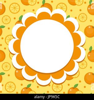 Orange Label, Wrapper-Vorlage für Ihr Design. Obst-Rahmen mit Platz für Text. Vektor-Illustration. Stock Vektor