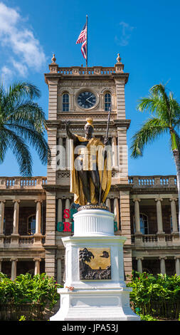 König Kamehameha Statue, Honolulu, Oahu, Hawaii Stockfoto