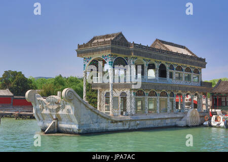 China, Beijing City, der Sommerpalast, Marmor-Boot Stockfoto