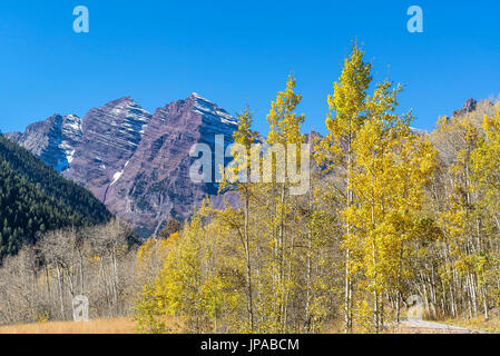 Herbst in Maroon Bells, Aspen, Colorado, USA Stockfoto