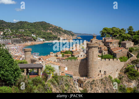 Spanien, Katalonien, Costa Brava, Tossa de Mar Stadtzentrum, Stockfoto