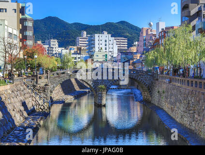 Japan, Kyushu, Nagasaki City, Megane Bashi (Brille Brücke) Stockfoto