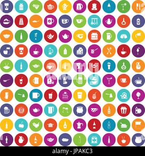 100 Utensil Icons set Farbe Stock Vektor
