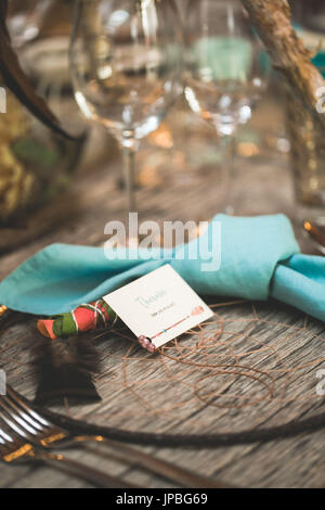 Gedeckter Tisch bei indischen Hochzeit, Dekoration Stockfoto