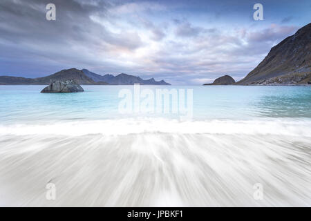 Haukland Beach, Lofoten Inseln, Norwegen Stockfoto