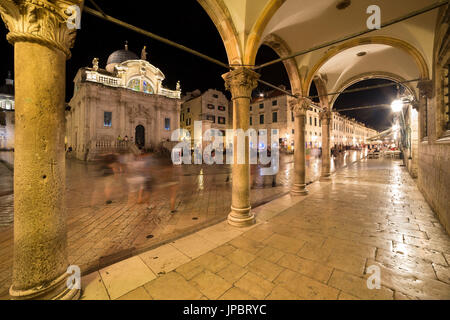 Dubrovnik: Sankt-Blasius-Kirche und Luza Square (Dubrovnik, Dubrovnik-Neretva County, Region Dalmatien, Kroatien, Europa) Stockfoto