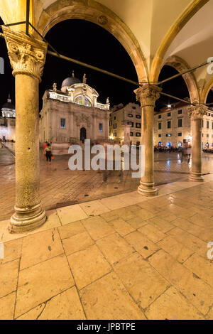 Dubrovnik: Sankt-Blasius-Kirche und Luza Square (Dubrovnik, Dubrovnik-Neretva County, Region Dalmatien, Kroatien, Europa) Stockfoto