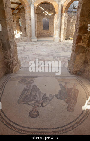 Antike römische Mosaike in die archäologische Stätte von Villa Romana del Casale Piazza Armerina Provinz von Enna Sizilien Italien Europa Stockfoto