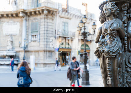 Die Kunst der Quattro Canti in Palermo Europa, Italien, Region Sizilien, Stadtteil Palermo, Palermo City, Quattro Canti Straße Stockfoto