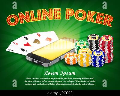 Casino Online-Smartphone Poker Kartenspiel zu entsprechen Stock Vektor
