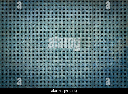 Metall Hintergrund mit Perforation der rechteckige Löcher. Blue Steel Textur. Stockfoto