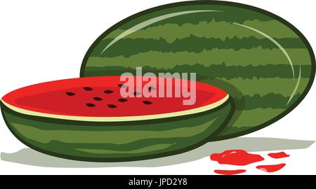Wassermelone und halb-Symbol. isoliert auf weißem Hintergrund. Stock Vektor