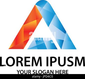 Buchstabe A mit polygonalen Stil, Logo-Design, isoliert auf weißem Hintergrund. Stock Vektor