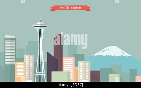 Skyline von Seattle. Vektor-illustration Stock Vektor