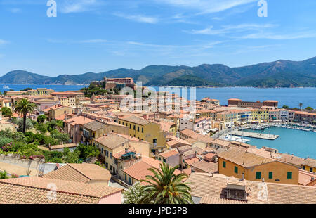 Panoramablick über Portoferraio, Elba Island, Toskana, Italien Stockfoto