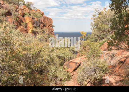 Eine Landschaft auf der Waterberg Hochebene in der Nähe von Otjiwarongo in Otjozondjupa Region von Namibia Stockfoto