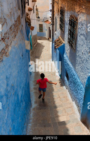 Nordafrika, Marokko, Chefchaouen Bezirk. Informationen über die Stadt Stockfoto