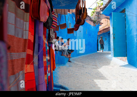 Nordafrika, Marokko, Chefchaouen Bezirk. Informationen über die Stadt Stockfoto