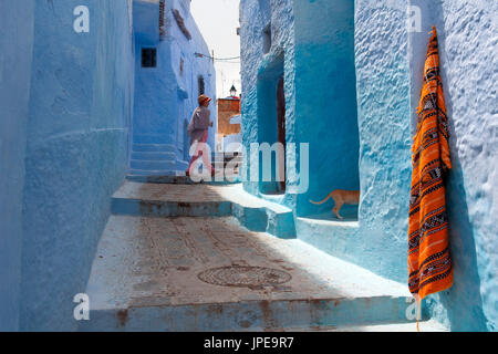 Nordafrika, Marokko, Chefchaouen Bezirk. Informationen über die Stadt Stockfoto